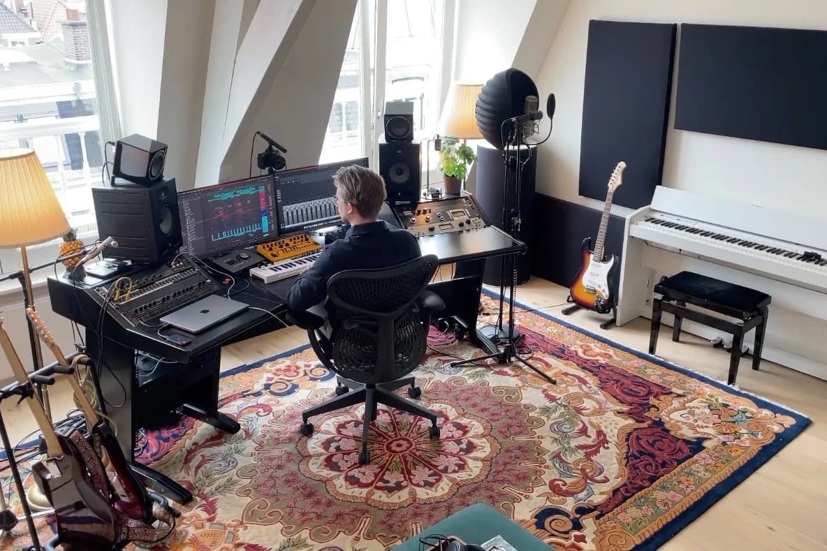 Remy Cooper working at the mastering setup in his studio